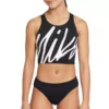 Girls' Nike Script Logo Crossback Midkini Set Tankini Set Swimsuit